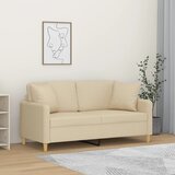 vidaXL Kavč dvosed z blazinami krem 140 cm blago Cene