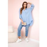 Kesi Włoski Cotton muslin shirt oversize blue | Shoptok.si