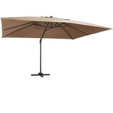 vidaXL konzolni suncobran s aluminijskom šipkom led 400x300 cm sivkasti | shoptok.hr
