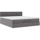 vidaXL Otomanski posteljni okvir z vzmetnico siv 160x200 cm um. usnje | Shoptok.si