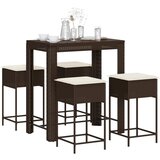 The Living Store Vrtna barska garnitura 5-delna z blazinami rjav poli ratan - Vrtna Barska Garnitura, (21572478) | Shoptok.si