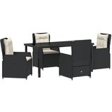 vidaXL 5-dijelni vrtni set za objedovanje crni poli ratan, vrtni stol crni 160x80x73 cm od kaljenog stakla Cijene