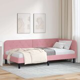 vidaXL Kutni okvir kreveta s uzglavljem Ružičasta 100 x 200 cm Baršun | shoptok.hr