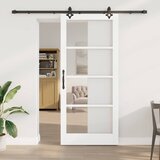  Klizna vrata Bijelo 93 x 211 cm Masivna borovina i staklo | shoptok.hr