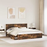  Krevetna konstrukcija s ladicama Dimljeni hrast 180 x 200 cm | shoptok.hr