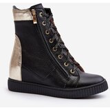 Zazoo 3081 Women's Leather Sneakers With Wedge Black Cene