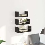  Set zidnih polica 3 pcs Crni hrast 40x16x14cm Konstruirano drvo | shoptok.hr