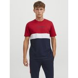 Jack & Jones Majica 'REID' mornarsko plava / crvena / bijela melange | shoptok.hr