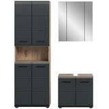MID.YOU Kopalnica Ice, Črna, Barva Hrasta, 3-Delna | Shoptok.si