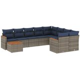 vidaXL 10-delni vrtni komplet sedežnih garnitur z blazinami siv poli ratan, (5000294498) | Shoptok.si