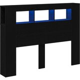 vidaXL LED vzglavje Črn hrast Inženirski les 140 x 18.5 x 40 cm Trajno | Shoptok.si