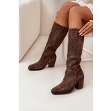 Zazoo Suede Knee High Boots With Zip Brown Lissara | Shoptok.si