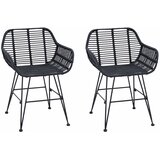  Stolac za blagovanje 2 pcs Ratan i čelik Crna 55 x 50 x 74 cm | shoptok.hr