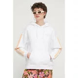 Roxy Bombažen pulover Essential Energy ženski, bela barva, s kapuco, ERJFT04793