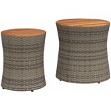  The Living Store Stranske mizice 2 kosa z leseno površino siv poli ratan - Vrtna Stranska Mizica, (21455546) | Shoptok.si