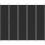 Sobna pregrada s 5 panela crna 250 x 220 cm od tkanine | shoptok.hr