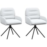 vidaXL Vrtilne jedilne stole 2 pcs Umetno usnje Bela 59 x 59,5 x 90 cm, (5000296892) | Shoptok.si