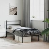  Metalni okvir za krevet s uzglavljem crni 90x190 cm | shoptok.hr