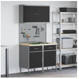 vidaXL Radni ormar s ladicama 5 kom. Crna Inženjerska drva i čelik - Crna 2x (84 cm) Cijene