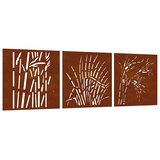  Vrtni zidni ukrasi 3 kom 55 x 55 cm čelik COR-TEN uzorak trave | Eponuda.ba