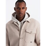 Ombre Men's lightweight fleece jacket with viscose - beige | Eponuda.ba