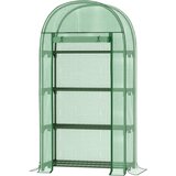 Outsunny vrtni rastlinjak s 4 kovinskimi policami in PE pokrovom, rastlinjak z drsnimi vrati 80x49x160 cm, zelene barve, (20710884) | Shoptok.si