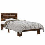 Maison Chic Posteljni okvir - Enojna postelja - Postelja za odrasle dimljeni hrast 75x190 cm inž. les in kovina-J14343, (21765619) Cene