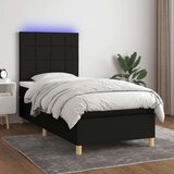  Box spring postelja z vzmetnico LED črna 90x200 cm blago, (20790725) Cene