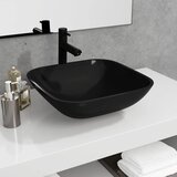 The Living Store Steklen umivalnik 42x42x14 cm črne barve - Umivalnik, (21750069) | Shoptok.si