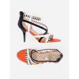 Shelvt Stiletto sandals with white and black straps | Shoptok.si