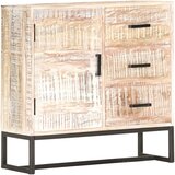  Komoda bijela 73 x 30 x 75 cm od masivnog bagremovog drva | shoptok.hr