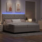 vidaXL Box Spring Postelja z Matracami in LED Taupe 200x200 cm Tkanina, (22050528) | Shoptok.si