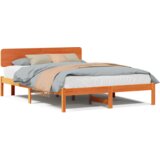  Krevetna konstrukcija s glavom kreveta Smeđa 200x200 cm Puno drvo borovine | shoptok.hr
