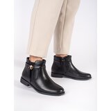Shelvt Women's black ankle boots with a low-heeled belt Cijene