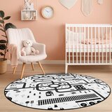 Mila Home Črno-bela pralna otroška igralna preproga ø100 cm In My Town – | Shoptok.si