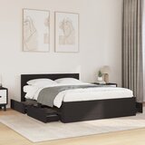 Furnova Posteljni okvir z vzglavjem črn 120x190 cm inženirski les, (22081864) | Shoptok.si