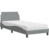  The Living Store Postelja z vzmetnico svetlo siva 90x200 cm blago - Postelja, (21497078) | Shoptok.si