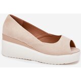 Boto Wedge Women Sandals Made Of Eco Suede Light Beige Velira | Eponuda.ba