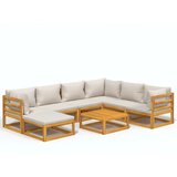 Maison Chic Seti vrtnega pohištva - Vrtna garnitura - Vrtni pohištvo set 8-delna svetlo sive blazine trden les, (21798810) | Shoptok.si