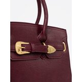 Shelvt Burgundy handbag with a decorative buckle in gold | shoptok.hr