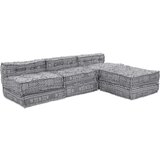  Modularni Pouf Sofa za 4 Osobe - Svjetlosiva Tkanina | shoptok.hr
