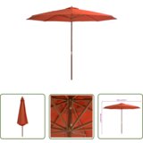  The Living Store Zunanji senčnik z lesenim drogom 350 cm terakota - Senčnik, (21743516) Cene