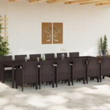 vidaXL 13-delni vrtni jedilni set s blazinami rjava poli ratan, vrtna miza rjava 200x100x73 cm poli ratan, vrtna miza rjava 150x100x73 cm poli ratan, vrtne stole s blazinami 4 kosa rjava poli ratan | Shoptok.si