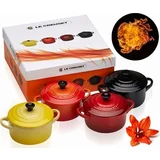 Stoneware Set of 4 petite Casseroles 10x5cm red