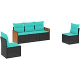 vidaXL 5-delni vrtni komplet sedežnih garnitur z blazinami črne barve poli ratan, (5000294395) | Shoptok.si