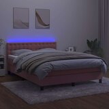  box spring s madracem LED ružičasti 140x200cm baršunasti | shoptok.hr