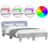  Okvir kreveta s uzglavljem LED siva boja betona 120x190 cm | Eponuda.com