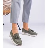 Gemre Green women's platform loafers with embellishment Selerina | Shoptok.si