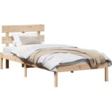 vidaXL Krevetna konstrukcija s uzglavljem 90x190 cm od masivnog drva borovina | shoptok.hr