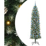 vidaXL Umetno vitko božično drevo med 300 LED Zelena in bela 210 cm | Shoptok.si